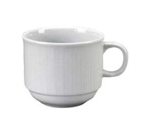 Cup, 8 oz., 3-1/8'', with handle, stackable, bright white, Premium, Euro Collection, Crystal Bay (fits CB-2)