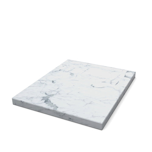 Flow Plinth 1/2 GN size 12-4/5'' x 10-2/5'' x 7/10''H rectangular marble white  , Gold Stock Tier