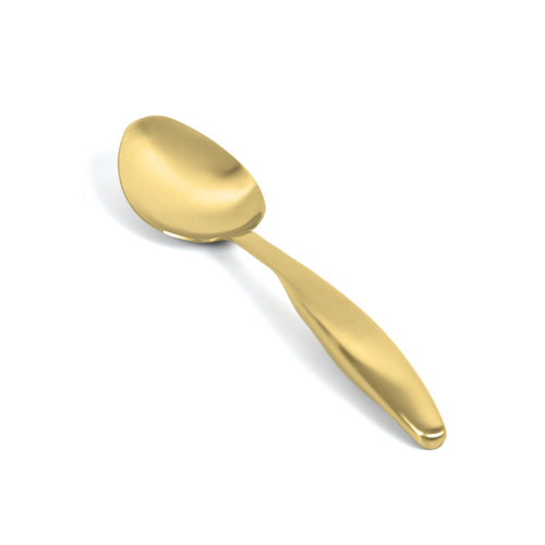 Serving Spoon, 10-1/4'', brushed stainless steel,  matte brass
