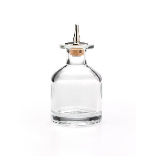 Barfly Bitters Bottle, 4.4 oz (130 ml), 2-5/8'' dia. x 4-15/16''H, large, stainless dasher top with cork