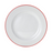Bistro Plate, 7'' dia., round, wide rim, vitrified porcelain, white with red band
