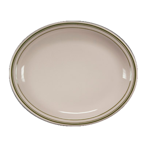 Platter, 12-3/8'' x 10'', oval, narrow rim, Homer, Green Band