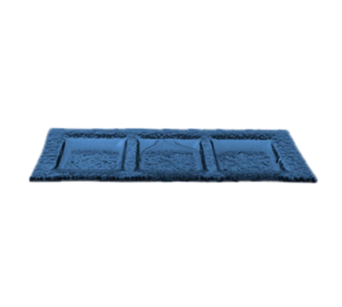 Plate, 11'' x 4-1/2'', (3) 1-1/2 oz. compartment wells, rectangle, glass, blue, Arctic Glacier