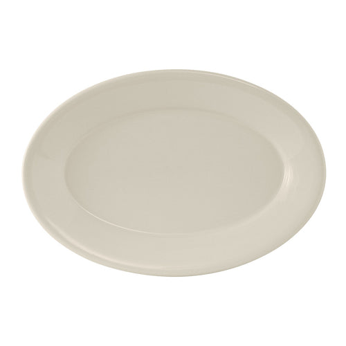 Platter, 9-3/8'' x 6-1/2'', oval, wide rim, rolled edge, Reno, American White/Eggshell