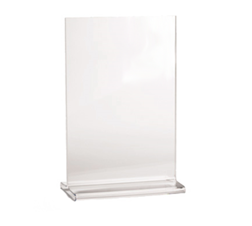 Menu Holder, 5'' x 2-1/4'' x 7'', two-sided, dishwasher safe, acrylic, clear