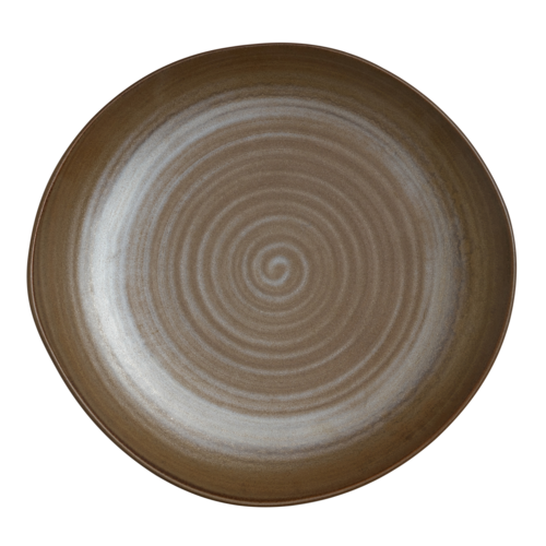 Plate, 11-1/4'' dia., round, porcelain, Folio, Alpha Ceram, Patina Bronze