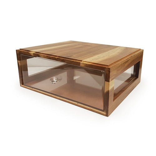 14.75'' x 12.75'' Stackable Wood Bread Box with Acrylic Drawer