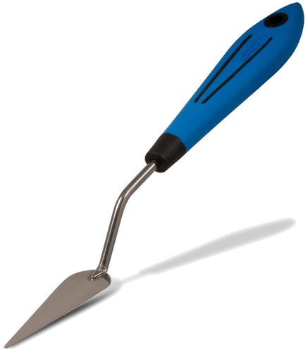 Palette Knife, 2-1/2'' blade, 8-3/4'' overall, offset, teardrop-shape blade, non slip handle, stainless steel, blue plastic handle