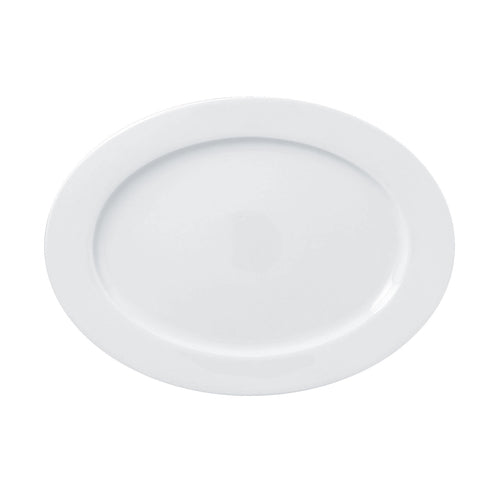 Access Platter, 13-2/5'', oval, wide rimmed, reinforced edges, Polaris porcelain, white (6 each per case)