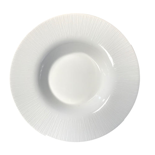 Plate, 11-3/10'' dia., round, deep, with rim, porcelain, white, Emanata by Bauscher