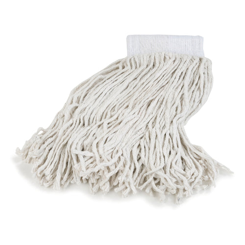 Wet Mop Head, #16, small, 4 ply, cut-end, white cotton yarn with 5''W vinyl coated band