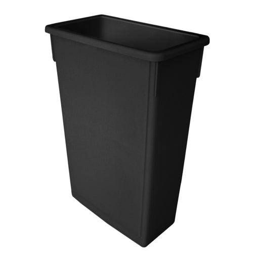 Trash Can, 23 gallon, rectangular, flat bottom, durable, plastic, black