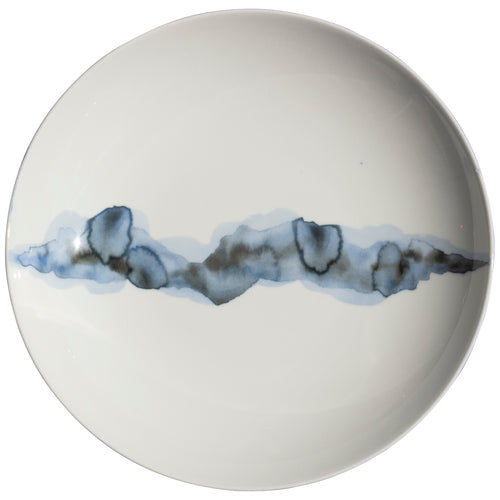Plate, 11-2/5'' dia., round, flat, coupe, porcelain, blue/white, Watercolor by Bauscher