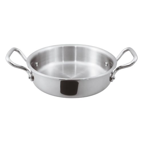 Mini Rondeau Pan, 22 oz., 5-1/2'' dia. x 1-5/8''H, without lid,  tri-ply stainless steel & aluminum, mirror polished finish, Paderno, Mini S/S Cookware
