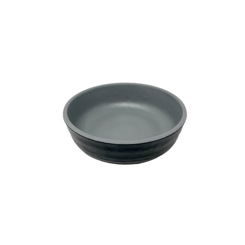 Roca Shallow Side Dish/Monkey Dish, 4 oz.melamine, gray matte inside/ black matte outside
