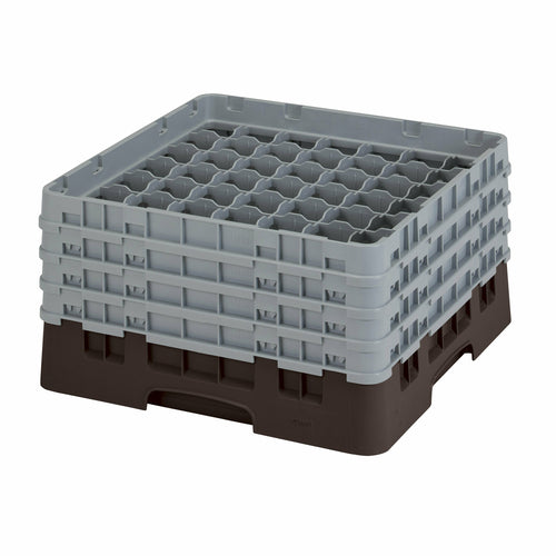Camrack Glass Rack, with (4) soft gray extenders, full size, 19-3/4'' x 19-3/4'' x 10-1/2'', (49) compartments, 2-7/16'' max. dia., 8-1/2'' max. height, brown, HACCP compliant, NSF