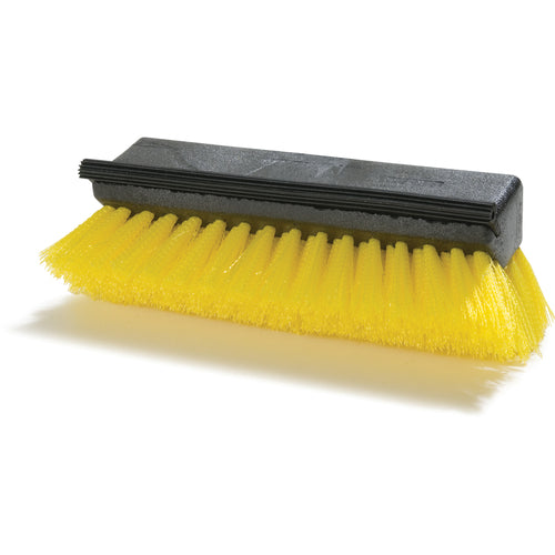 Flo-Pac Hi-Lo Floor Scrub, 10'' plastic block, squeegee, crimped bristles, split shape, without handle