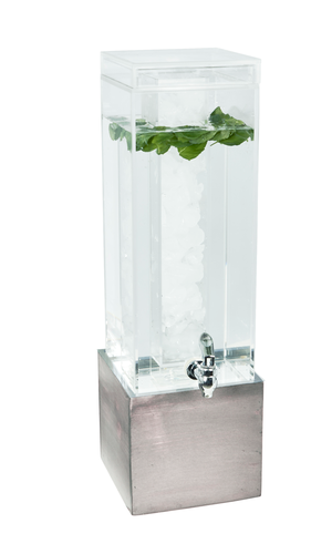Aspen Beverage Dispenser, 3 gallon capacity, 8-1/2'' x 8-1/2'' x 26-3/4''H, clear acrylic, ice column in center