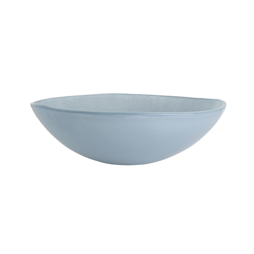 Mid Modern Serving Bowl, 2.25 qt, 10.13'' x 3.375''H, Round, Glass, My Glass Studio, Solid Dusk Blue