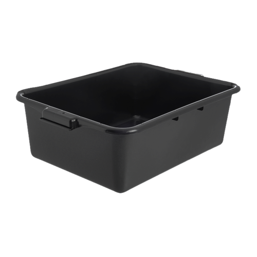 Comfort Curve Tote Box, 20''L x 15''W x 7''H, stackable, reinforced rim, Comfort Curve handles, high density polyethylene, black, HACCP zone use, NSF