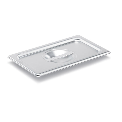Super Pan V Steam Table Pan Cover, stainless, 1/4 size, reinforced flat solid, 10-1/4'' x 6-1/4'' x 1/2''