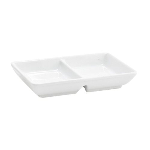 Divided Dish 2-compartment 1 oz. per bowl 4-3/4'' x 2-3/4''