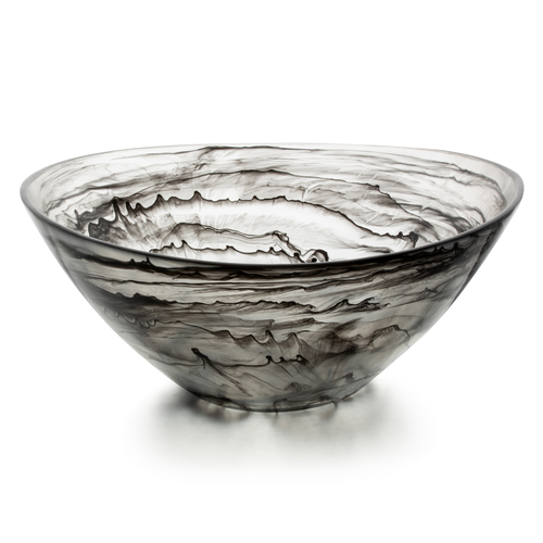 Oval Resin Bowl, 14'' x 12.5'' x 5.5'', Lead Free, BPA Free, Dishwasher Safe, Transluent Swirl Polished Finish, Smoke (Cold Display Only)