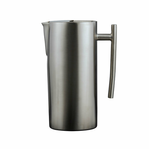 Empire Collection Water Pitcher, 64 oz., 4-1/8'' x 9-1/4'', with ice guard, stainless steel, satin finish