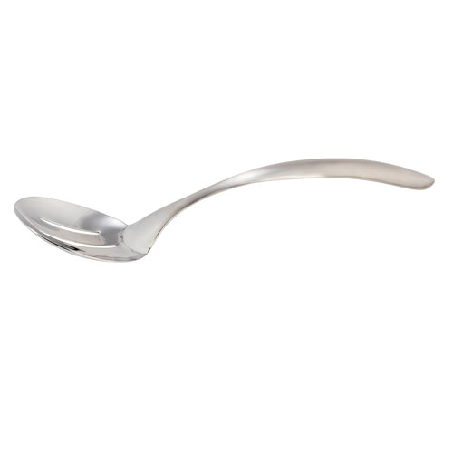 EZ Use Banquet Serving Spoon, 13-1/2'', slotted, hollow cool handle, 18/8 stainless steel, brush finish