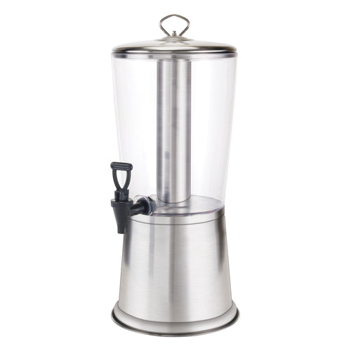 Beverage Dispenser, 2-1/4 Gal, 9-1/8''x10''x22'', AS Container,SS Lid/Ice Core/Base