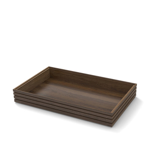 Flow Tray, 1/1 GN size, rectangular, walnut, lacquered, Silver Stock Tier