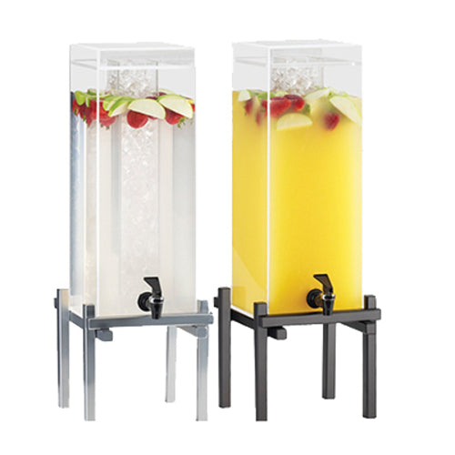 Beverage Dispenser, 3 gallon capacity, 10-1/4''W x 10-1/2''D x 25-1/2''H, ice chamber, drip tray, black metal base, acrylic