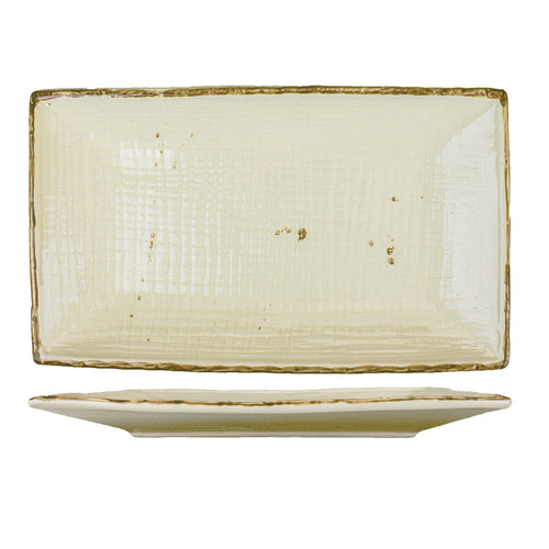 Platter, 12-1/4'' x 7-3/8'', rectangular, embossed, speckled, rolled edge,stoneware, khaki, Savannah