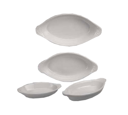 Welsh Rarebit Dish, 4-1/2 oz., 6-1/2''L x 3-5/8''W x 1''H, embossed, white