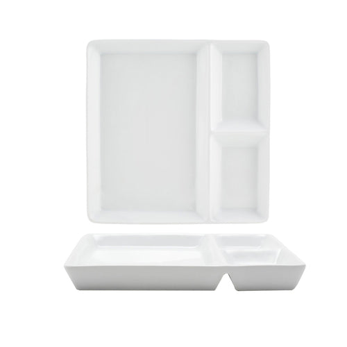 Mod Divided Plate 3-compartments 7-1/2'' x 7-1/2''