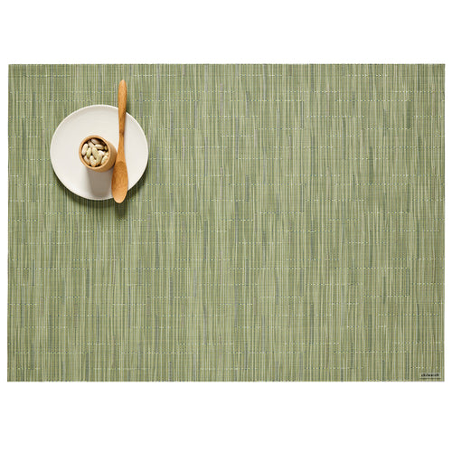 Bamboo Collection Table Mat, 12'' x 16'', hospitality rectangular, Microban antimicrobial protection, TerraStrand woven vinyl, spring green, Made in USA