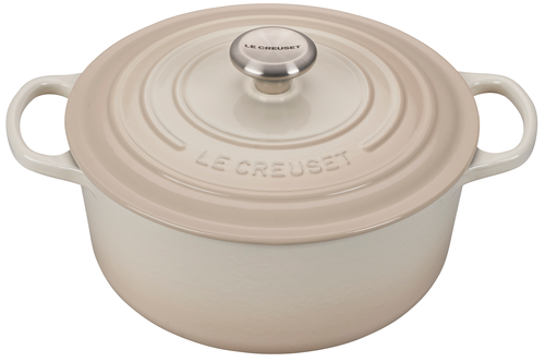 Signature Dutch Oven, round, 5.5 qt., includes lid with stainless steel knob, oven-safe up to 500F, dishwasher safe, enameled cast iron, Meringue