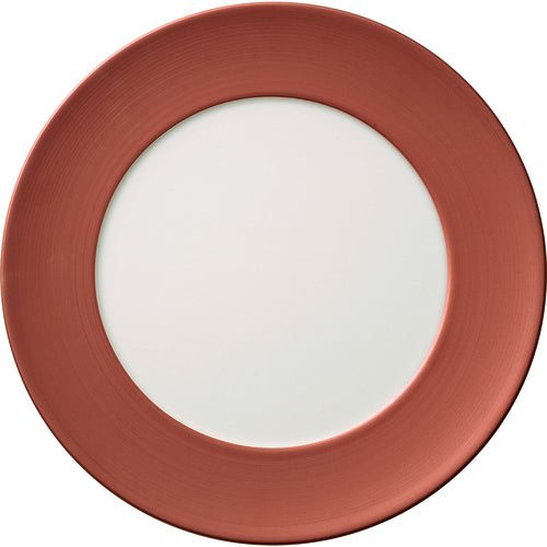 Plate, 12-1/2'' dia., copper rim/white well, Copper Glow