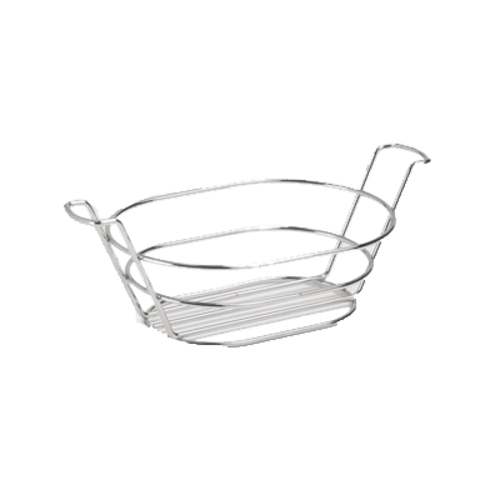 Basket, 8-1/2'' x 6'' x 3'', oval, with handle, stainless steel