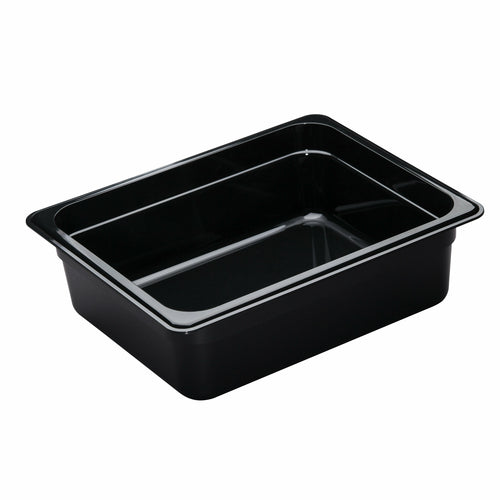 Camwear Food Pan, 6.3 qt. capacity, 4'' deep, 1/2 size, polycarbonate, black, NSF