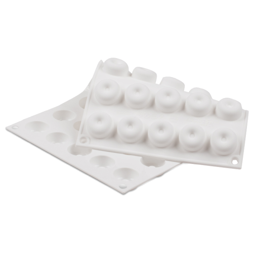 Micro Flex Mold, 11-3/4'' x 7'' overall, makes (35) 1'' dia. savarins, dishwasher/oven/freezer safe, flexible, silicone, white