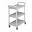 Service Cart, open design, (3) shelves, shelf size approximately 15-7/8'' x 24-3/8'', polyethylene exterior, 4'' casters (4 swivel, no brake), 300 lb. load capacity, speckled gray, KD