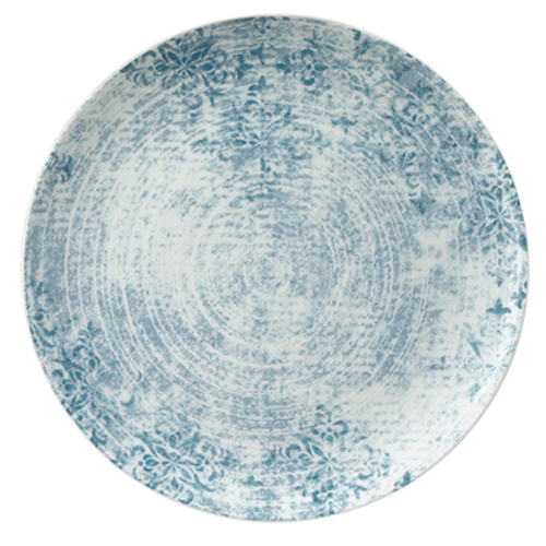 Syracuse China - Plate, 7-7/8'' dia., round, coupe, scratch resistant, porcelain, Schonwald, Shabby Chic, structure blue with ornaments