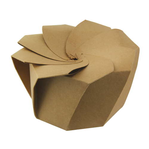 Cup, Kraft Paperboard Salad Cup with Origami Folding Lid, 24oz 4.7 x 3.2in, PET coated paper,