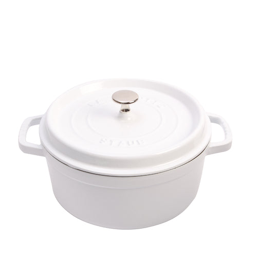 Staub Cocotte, 5.5 qt., 12.9'' x 10.2'' x 6.6'' O.A., round, with coverenameled cast iron, white