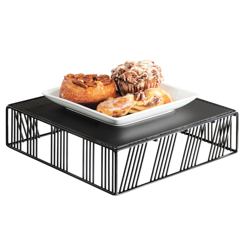 Portland Riser, 12''W x12''D x 3-1/4'', square, removable bread board top, wire, black, BPA Free
