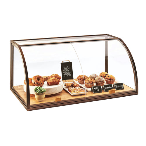Sierra Bakery Display Case, 36''W x 19-1/2''D x 17-1/4''H, self serve, non-refrigerated, countertop, rustic pine