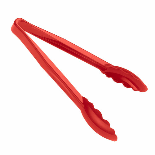 Lugano Tongs, 9'', scallop grip, durable heat resistant material between -40F to 212F (-40C to 100C), dishwasher safe, solid color, red, NSF