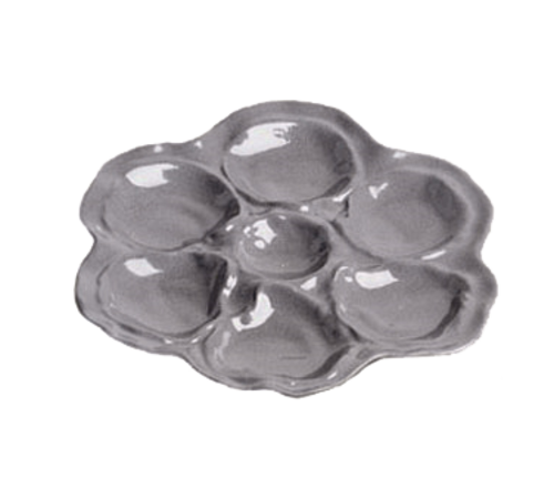 Oyster Plate, 10'' dia., round, 6-hole, aluminum with Pewter-Glo finish