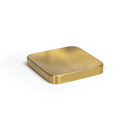 Tokyo Dish, 4'' x 4'' x 1/2''H, square, brushed stainless steel, matte brass